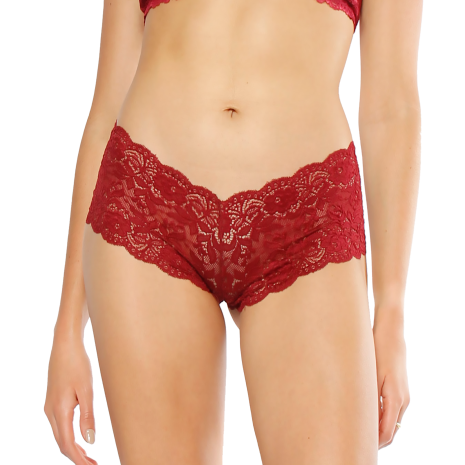 Women's Wine Floral Lace Boxer Without Elastics